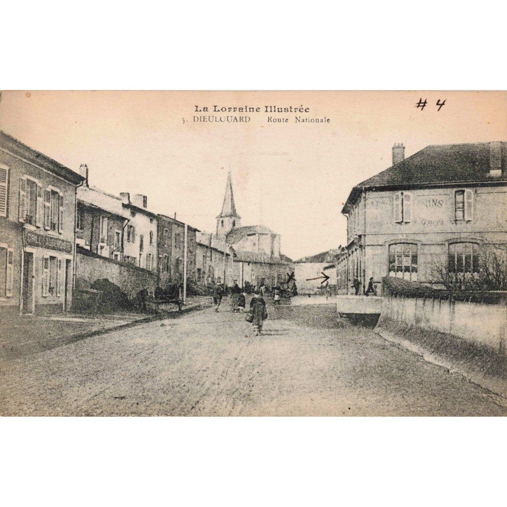 Dieulouard France Route Nationale La Lorraine Illustree Street Vtg Postcard